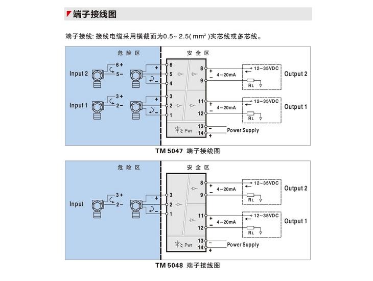 隔离安全栅TM5048-PAA变送器电流输入 输出回路供电TM5048-AAA一进二出